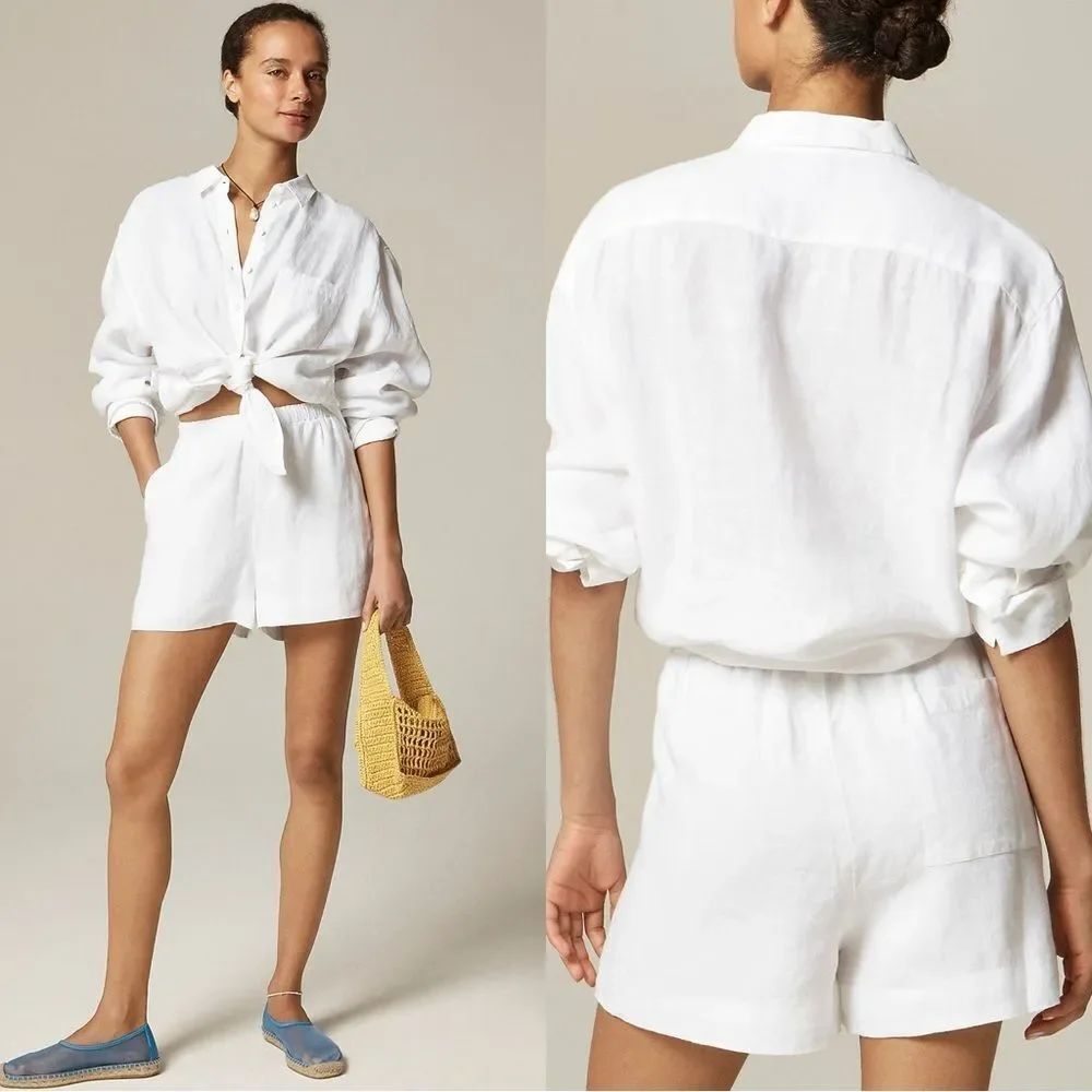 NWT J CREW 3" Stratus short in linen in white
